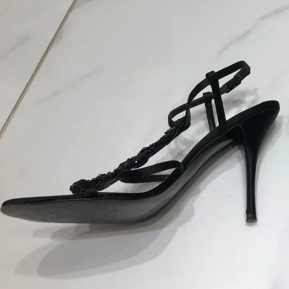 Stuart Weitzman Black Satin Caviar sandals - Picture 9 of 10